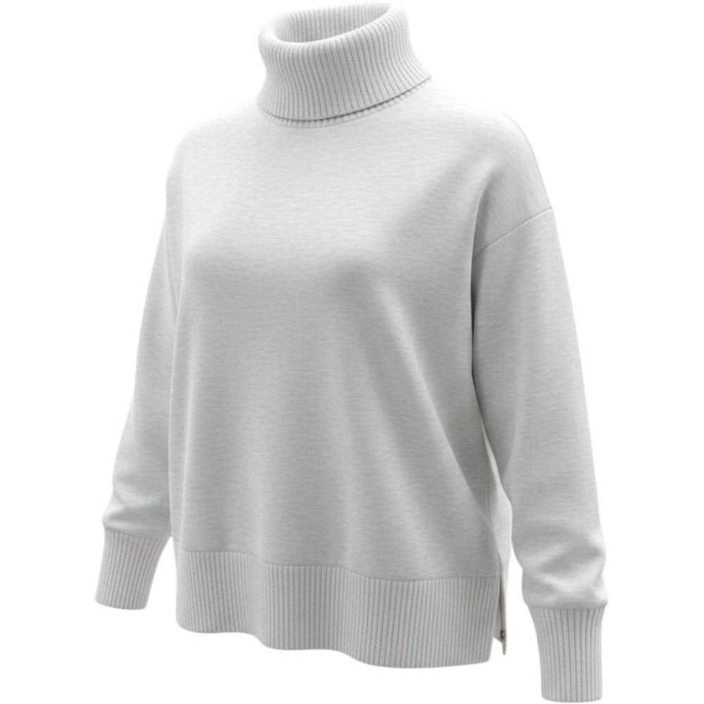 Varley DoubleSoft Roll Neck Sweatshirt Cream Light Grey Marl Side Zip Large